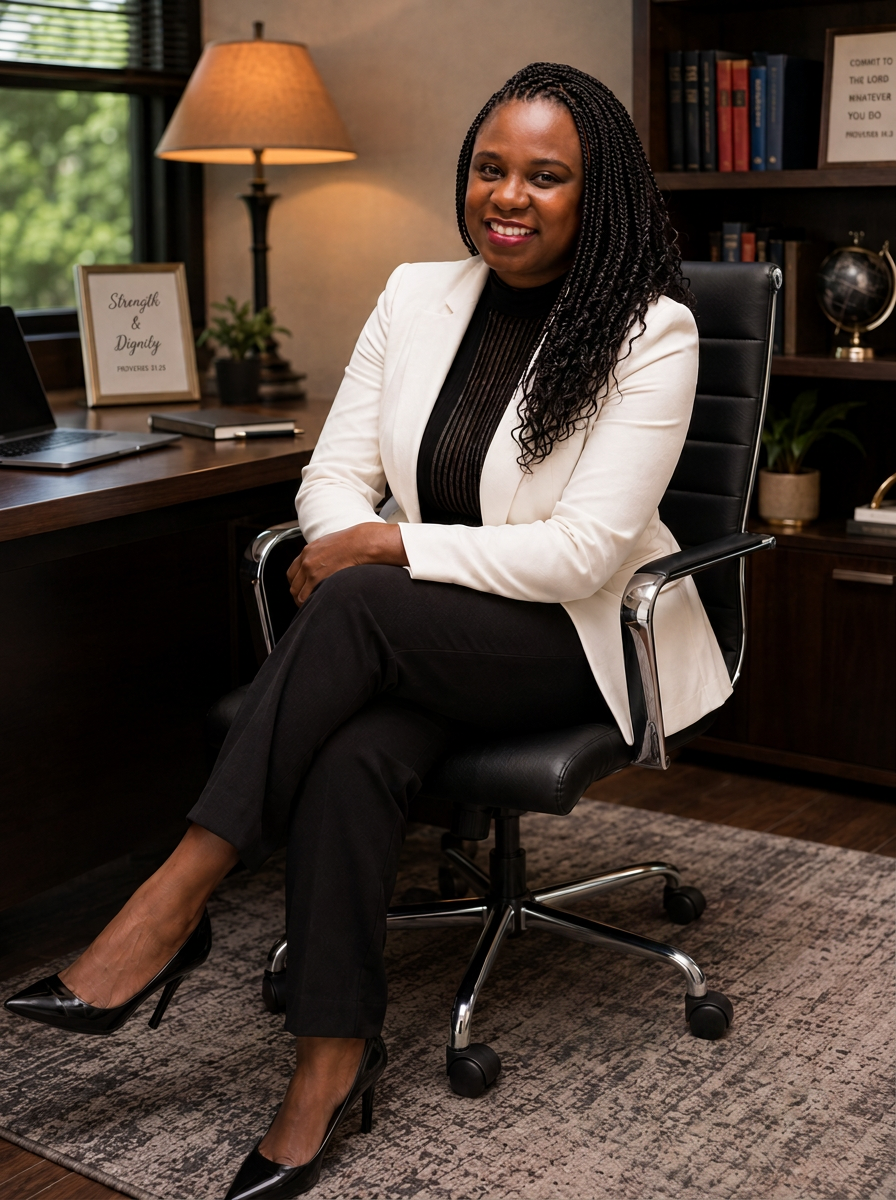 Anopa, known as Coach Nopa, founder of Nopa Foundation, seated at her desk